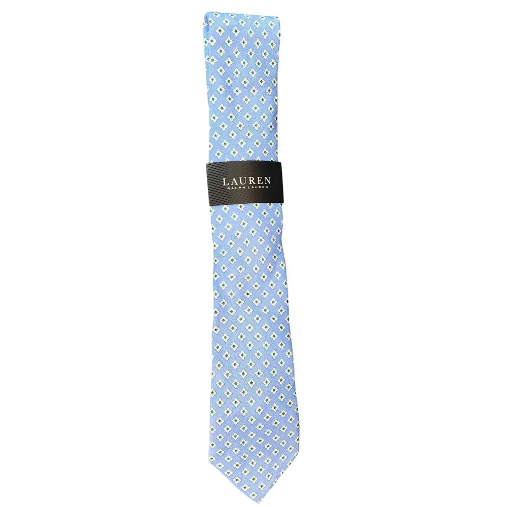 Lauren Ralph Lauren Mens Blue Geometric Diamond‎ Silk Blend Necktie S52687